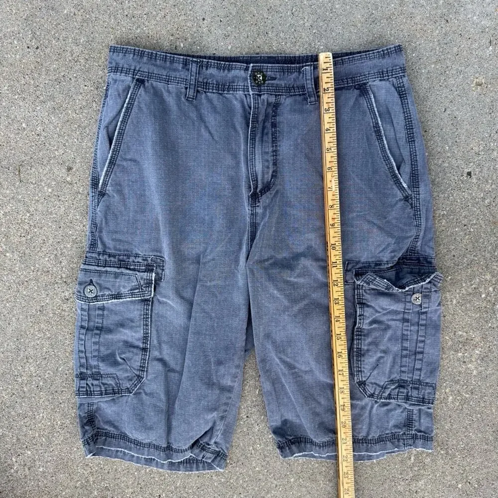 Y2K BKE Walker Dark Navy Ripstop Cargo Shorts Size 32